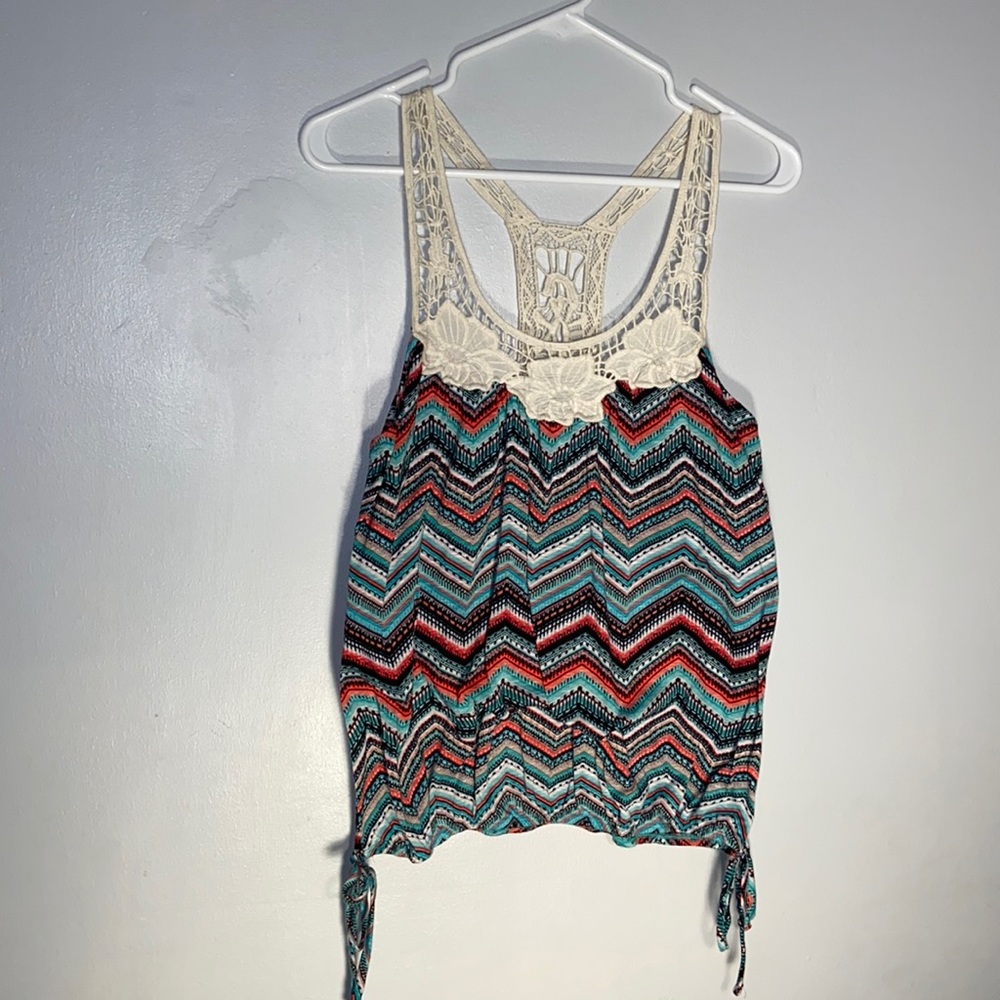 Lacey tank with elastic waist